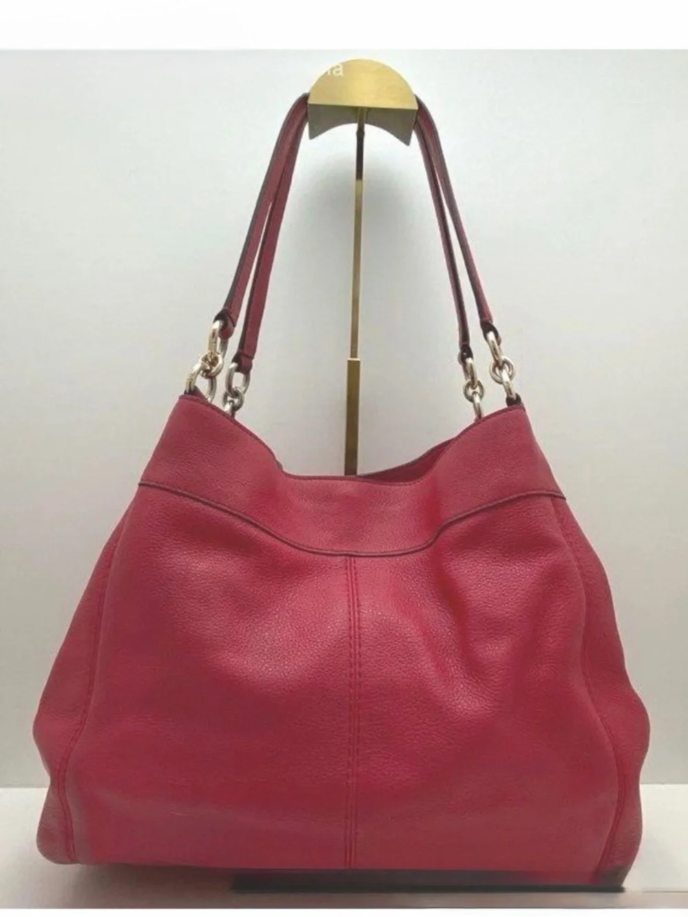 Coach Red Pebble Leather Lexy Shoulder Bag Purse F57545 - Picture 3 of 15